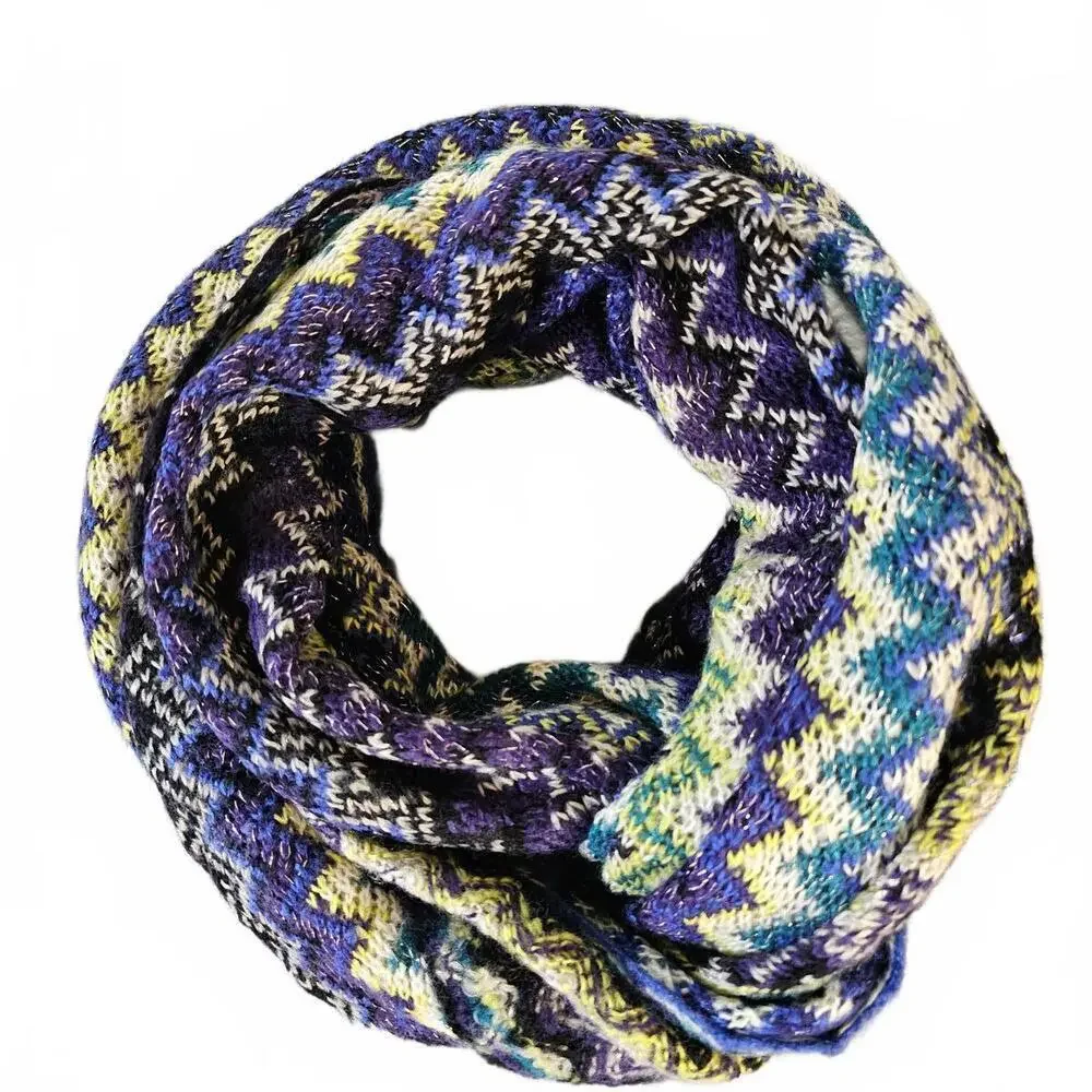 Multicolor Chevron Knit Infinity Scarf